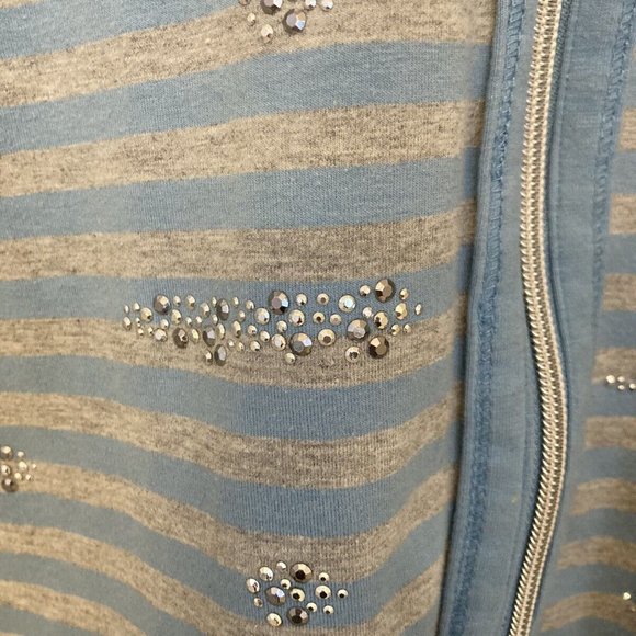 Avenue Womens Fleece Sweatshirt Lg Sleeves Sz 18/20 Beaded Gray Blue Str… - Picture 5 of 7